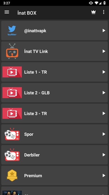 İnat BOX ana ekranının telefon görünümü